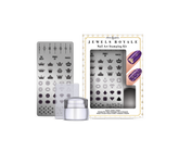 Front illustration of China Glaze Nail Art Jewels Royale Stamping Kit displayed separately beside it's sealed pack